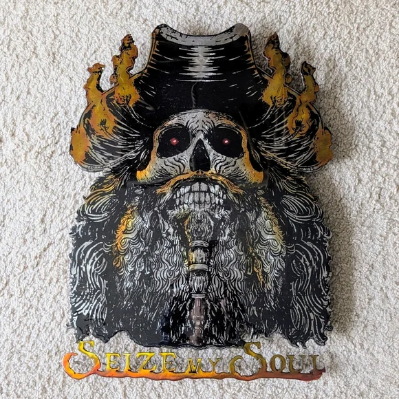 Handcrafted Black Beard Pirate Skull Molten Metal Wall Art From Nine Line